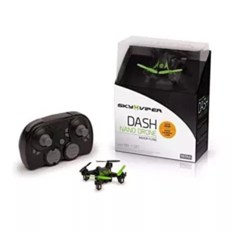 Green-blade nano quadcopter drone with black remote controller and box