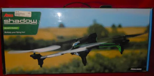 Mini quadcopter drone in retail box, Ares Shadow 240, ready-to-fly packaging