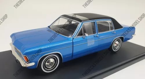 Opel Admiral B 2.8S blue diecast model car, front three-quarter view