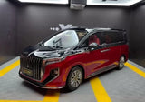 1:18 scale red and black diecast MPV car toy, front 3/4 view
