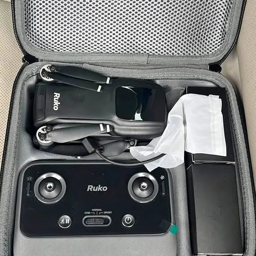 Ruko drone inside a hard zip case with controller and accessories