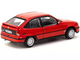 Red diecast Opel Kadett GSi model car, side view with black wheels and windows