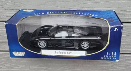Black 1:18 scale Ford Saleen S7 diecast sports car in retail box