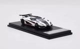 KOENIGSEGG ONE:1 1/64 diecast car model, white and black on display base