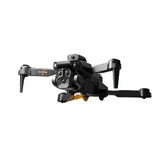 Mini three-camera optical flow drone, black body with foldable arms and camera