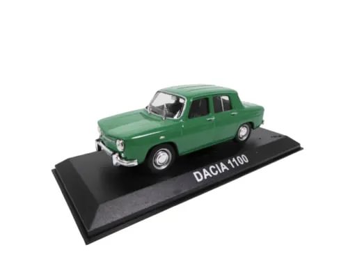 Green Dacia 1100 diecast miniature car on display base