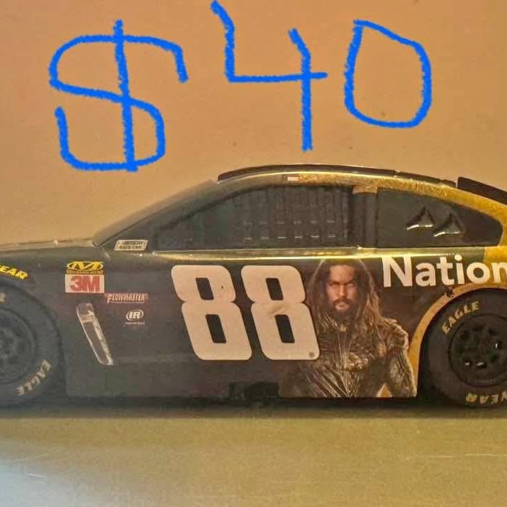 NASCAR diecast race car, black with 88 and Nation on hood