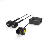 FPV camera kit with dual antennas, black lens module and small receiver box