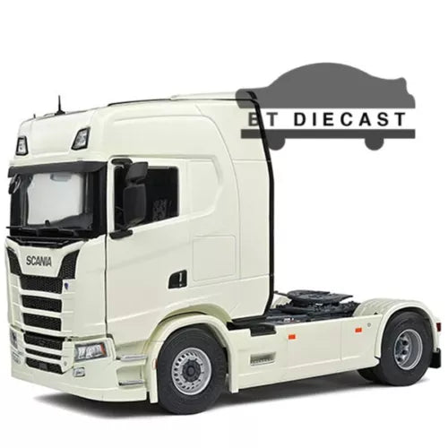 Cream diecast semi truck cab with SCANIA grille and front wheels