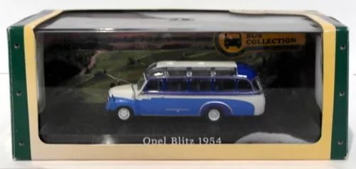 Blue 1954 Opel Blitz diecast model truck in display case with clear window