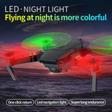 Foldable quadcopter drone with red and green LED lights, 4 propellers