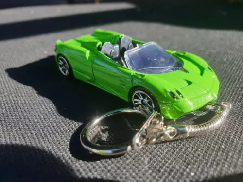 Green diecast roadster model car keyring keychain