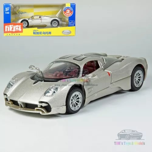 1:32 alloy diecast model car, silver supercar with open-wheel front