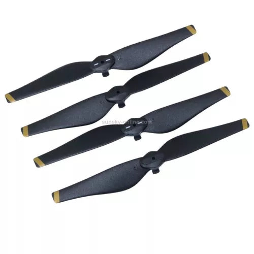 Quadcopter propeller set of 4 with quick-release hubs, black blades with gold tips