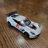 White diecast Corvette C7 R #3 race car toy, 1/36 scale, detailed decals