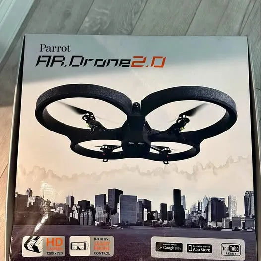 Parrot AR.Drone 2.0 quadcopter drone box packaging