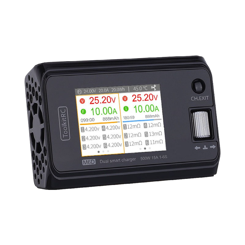 Dual-channel balance charger with LCD display, ToolkitRC M6D, 1-6S