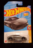 Die-cast supercar model in blister pack, dark gray finish