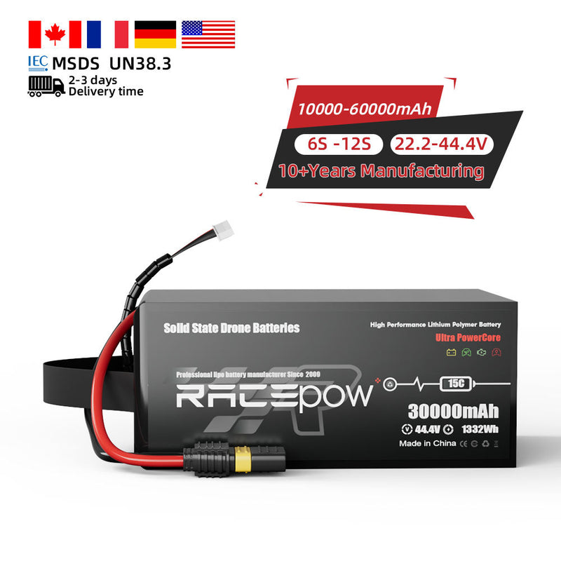 High-Density 6S 12S 14S 24S 30000mAh 46Ah 60Ah Semi Solid State Battery Pack for VTOL Delivery Drone Drone