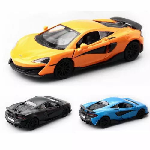 Diecast model car toy set with yellow, black, and blue sport cars