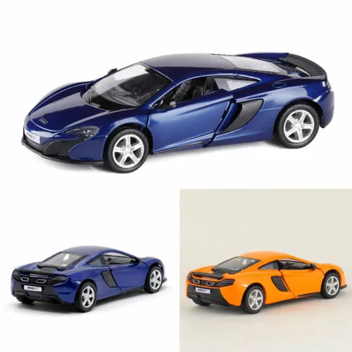Diecast model car set with blue and orange sports cars, pull-back