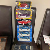 Diecast car multipack in boxed blister with assorted red and blue cars