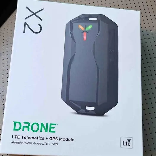 LTE telematics + GPS module box with dark gray module graphic and green text