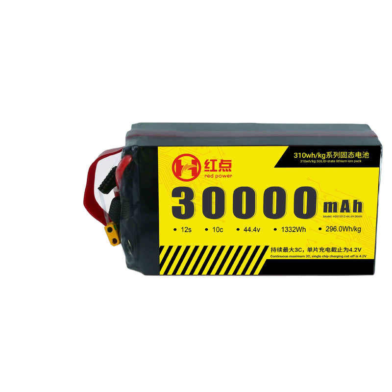 44.4V 30000mAh 310wh/kg 30Ah12S Solid State High Density UAV POWER Lithium Ion Battery Pack for Fixed-Wind Vtol Multirotor HD POWER SUPPLIER Drone