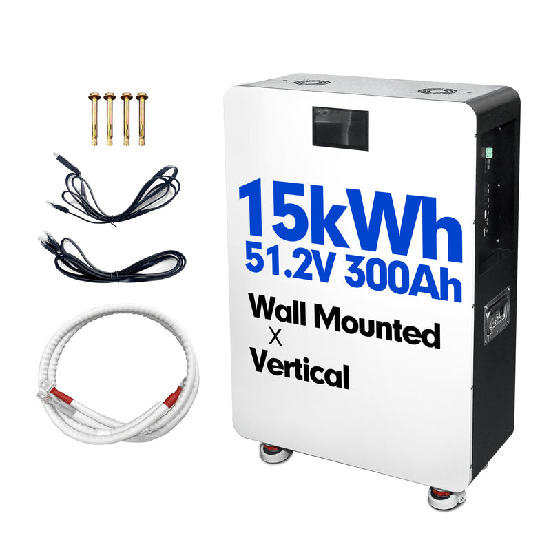 Wall-mounted vertical energy storage battery, white, with display and ports