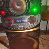 Portable speaker system with control panel and illuminated LED rings