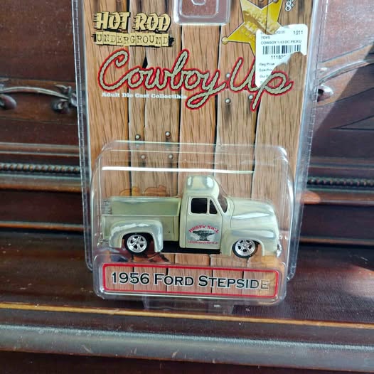 1956 Ford Stepside diecast pickup model in clear blister packaging
