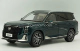 Green 1/18 scale diecast SUV model car with front grille and headlights