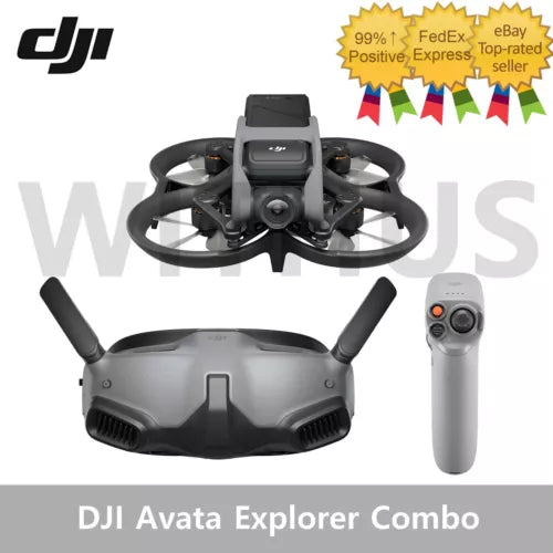 DJI camera drone with gray body and attached controller remote, quadcopter design