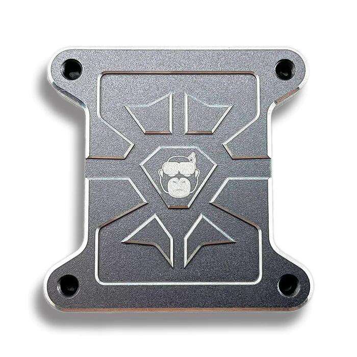 Metal FPV VTX mounting plate with logo and four corner holes