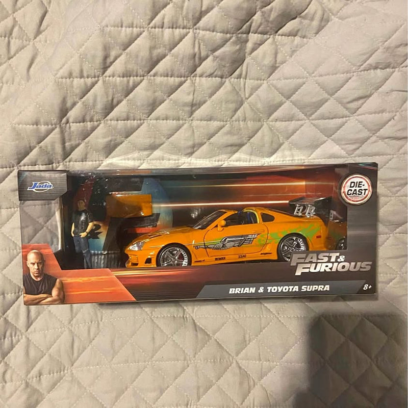 1:24 diecast Toyota Supra toy car with Brian O'Conner figure, boxed