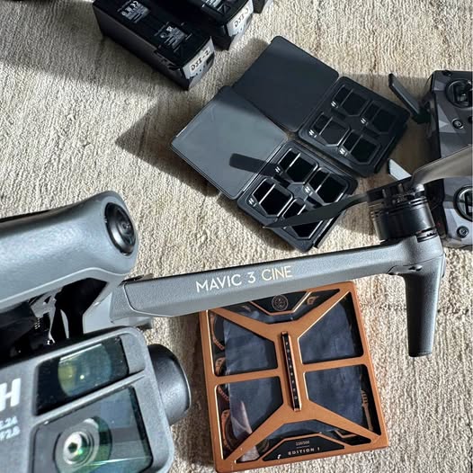 DJI Mavic 3 Cine drone with front camera and extended arms, black-gray body