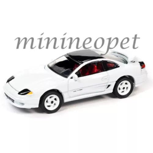 White 1/64 diecast toy car with black windows, side view.