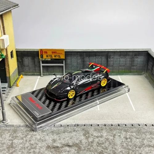 HKM 1/64 diecast Pagani Imola V12 black car on display base in box