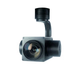 Drone camera gimbal module with large lens and black stabilization mount