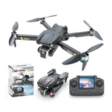 Mini drone with remote controller, four propellers, black body, dual camera