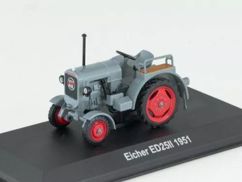 Eicher ED25 II 1951 diecast tractor model, grey body with red wheels and exhaust stack