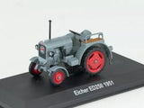 Eicher ED25 II 1951 diecast tractor model, grey body with red wheels and exhaust stack