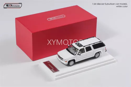 White 2003 Chevrolet Suburban diecast model car with detailed body