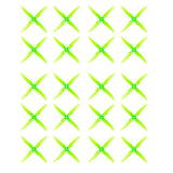 Multiple four-blade drone propellers in lime green