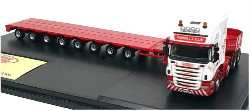 Diecast low loader truck model with red trailer and front cab, D&O branding