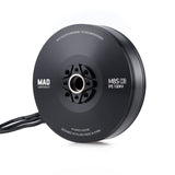 Brushless DC motor with black housing, wiring, and MAD M8S C08 IPE 100KV label