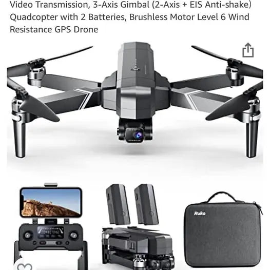 Quadcopter drone with camera, four propellers and remote controller