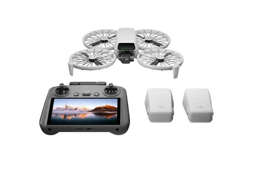 DJI drone kit with remote controller and two batteries, folded propellers