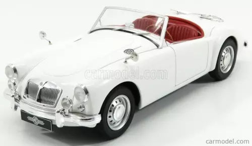 1:18 diecast convertible car model, white with red interior