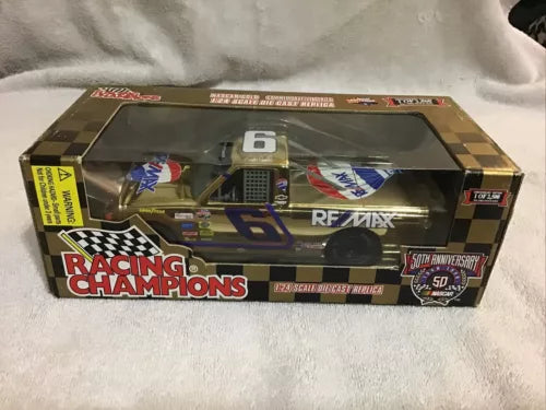 Diecast racing truck display box with #6 and checkered graphics, REMAX